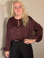 Bordeaux blouse met striksluiting