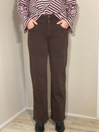 Bruine wide leg stretchbroek