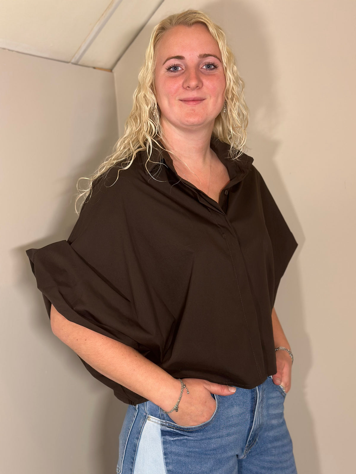 Bruine oversized blouse