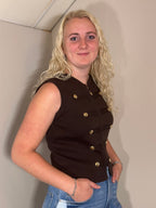 Bruin gilet met rits