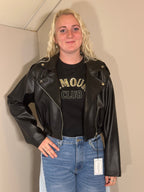 Zwarte leatherlook bikerjas