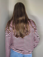 Roze-bruin gestreept shirt