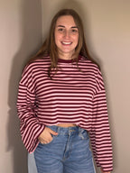 Roze-bordeaux gestreept shirt