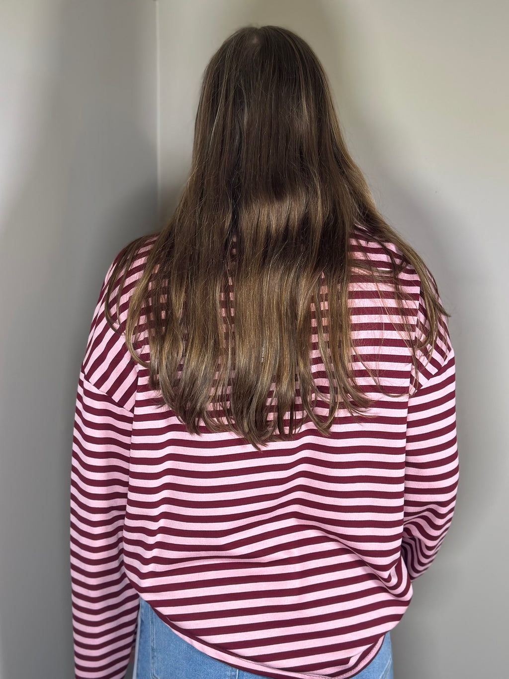 Roze-bordeaux gestreept shirt