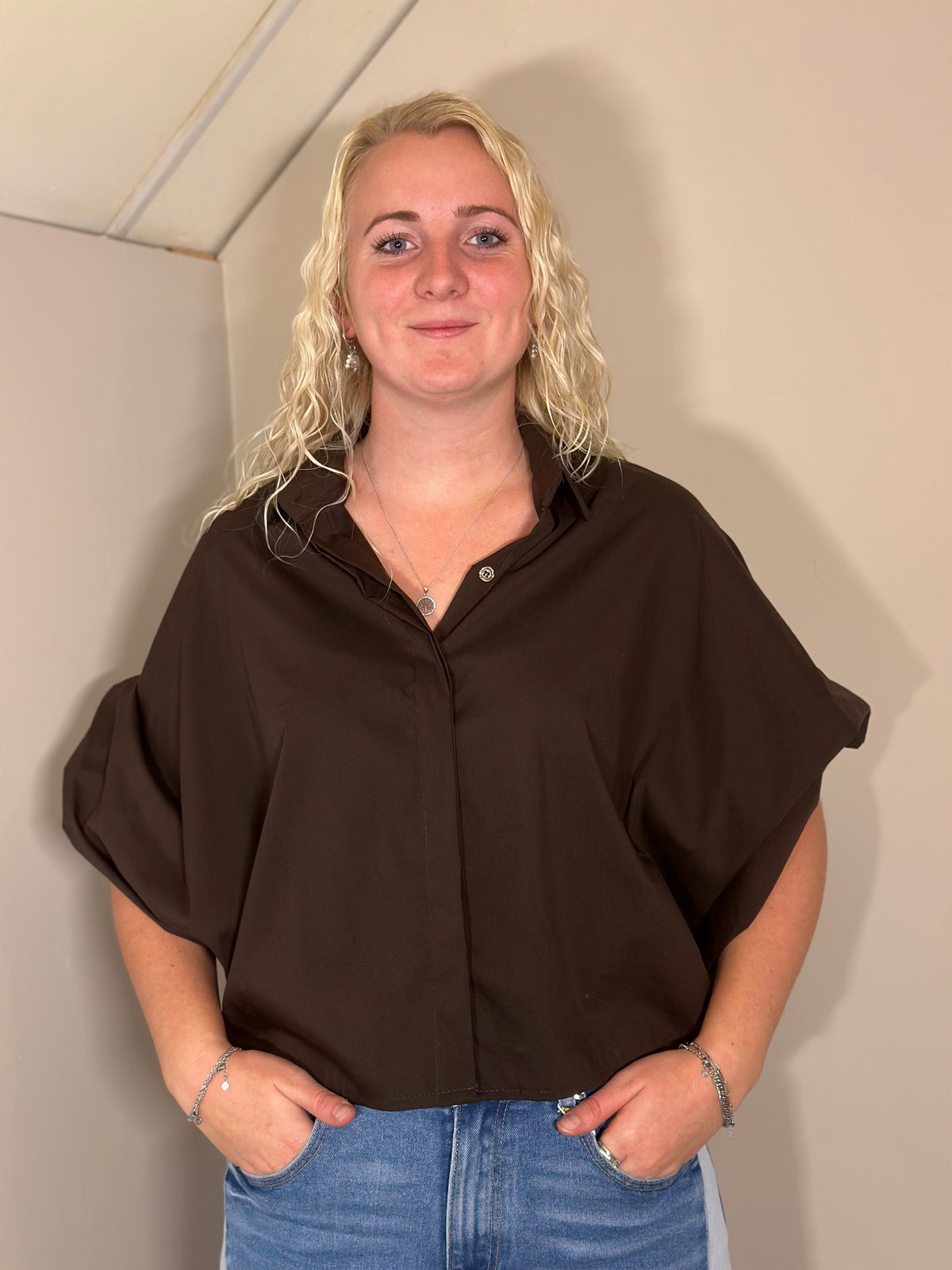 Bruine oversized blouse