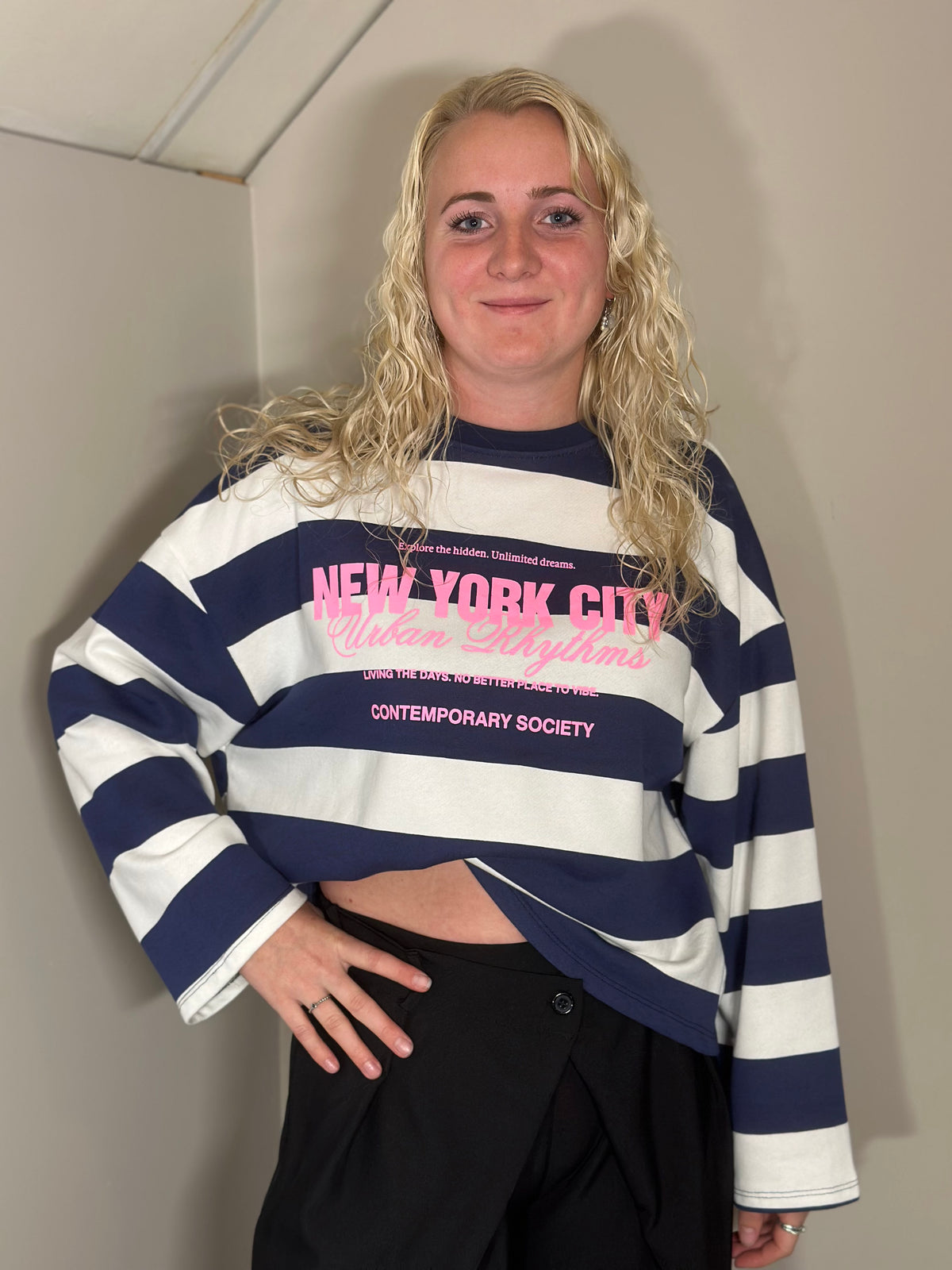 Blauw gestreept shirt