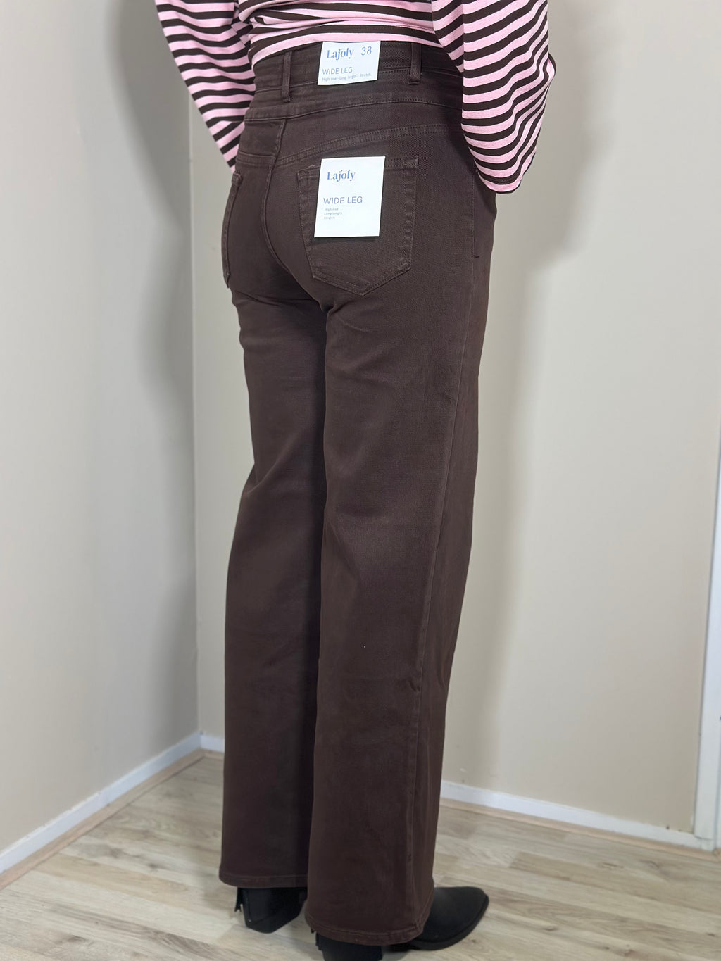 Bruine wide leg stretchbroek