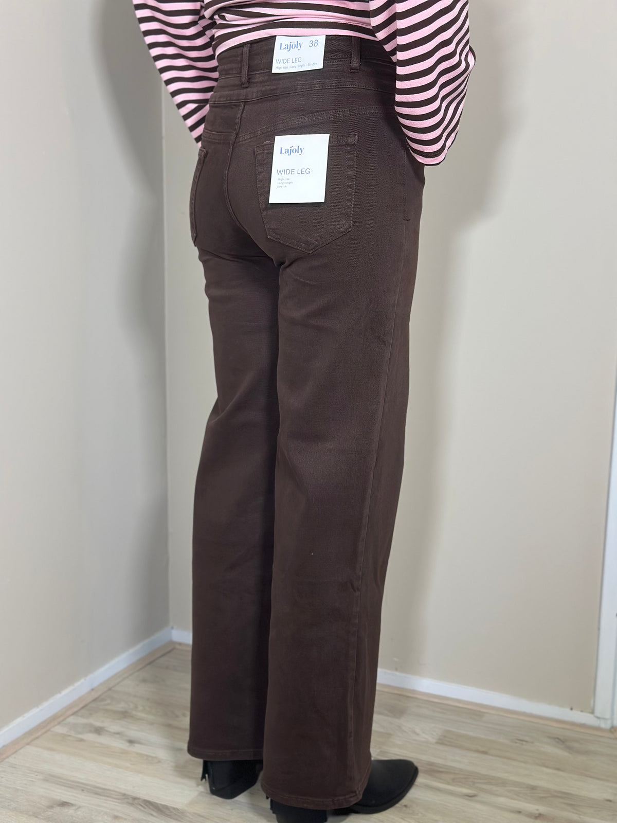 Bruine wide leg stretchbroek
