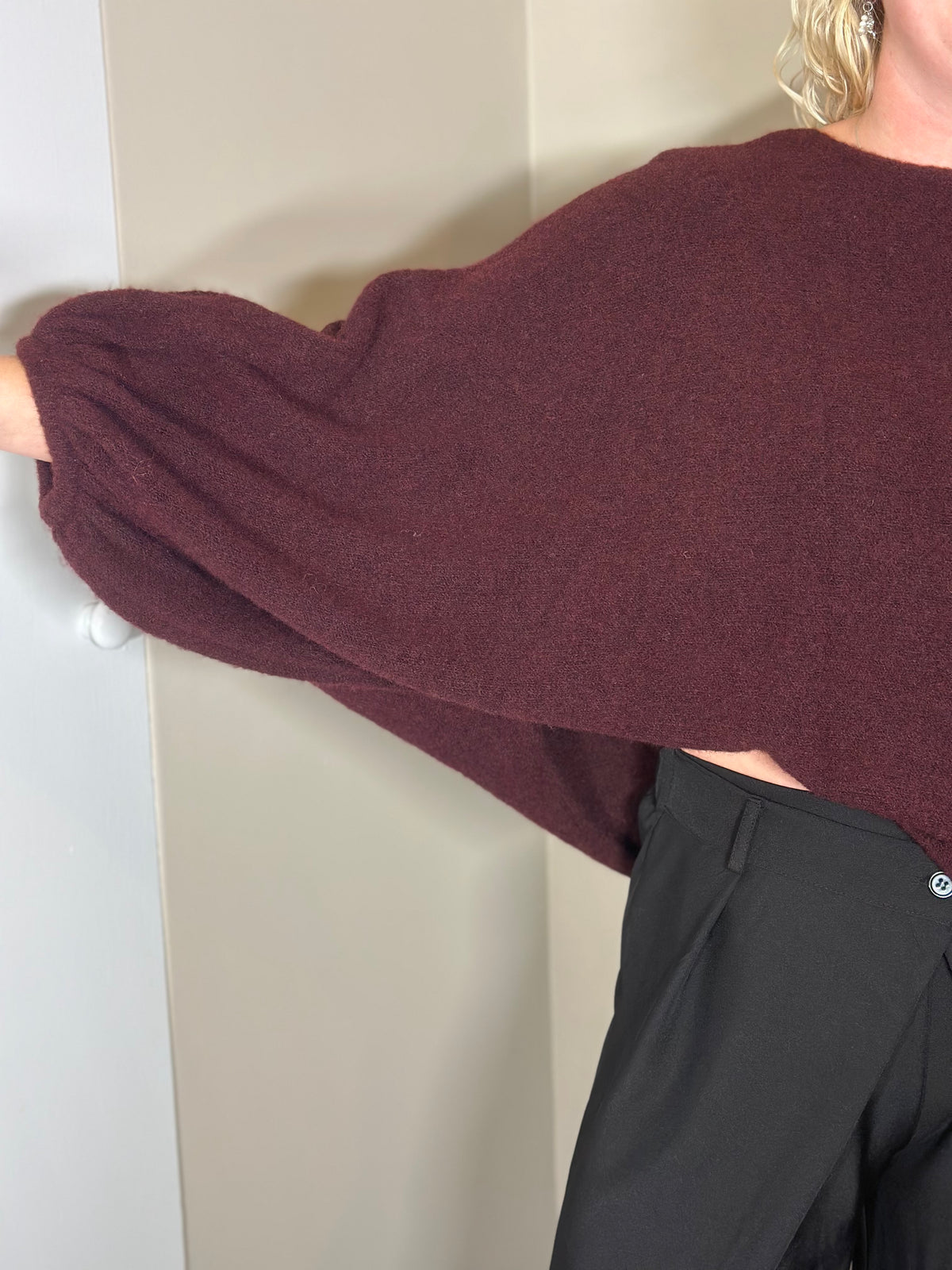 Bordeaux oversized trui met vleermuismouwen