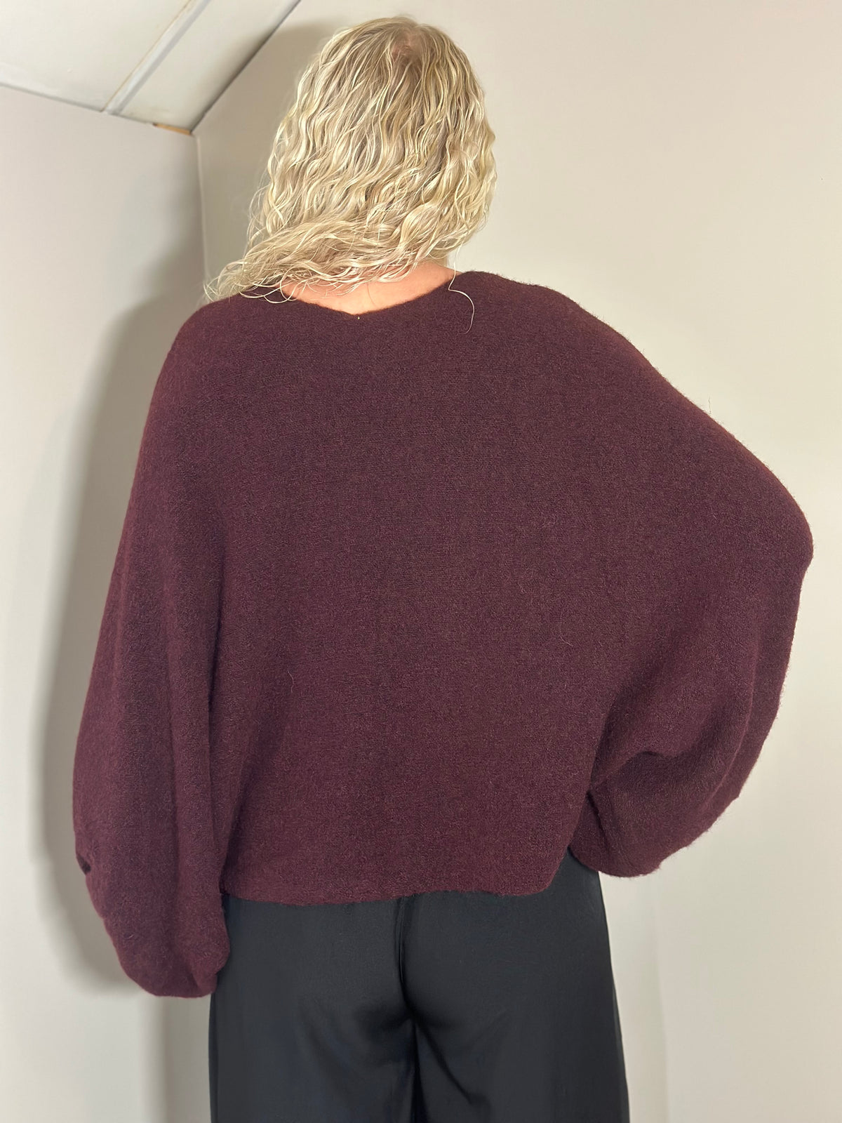 Bordeaux oversized trui met vleermuismouwen
